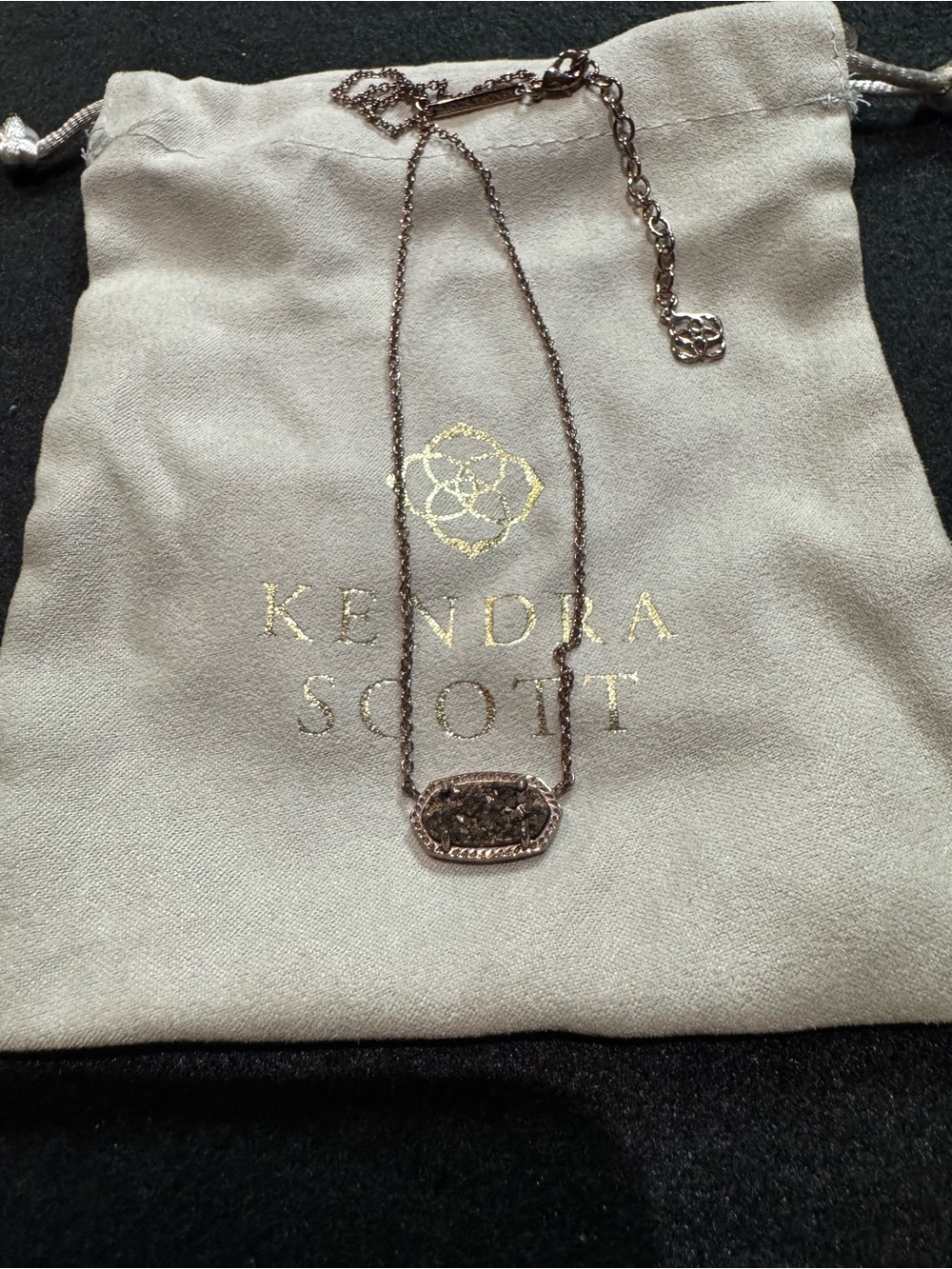 Kendra Scott Elisa Necklace with Brown Druzy Oval Pendant